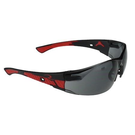 Radians Obliterator, Safety Glasses, Anti-Scratch, Smoke Lens, Red/Black Frame, Frameless, 1 PR OBL1-20